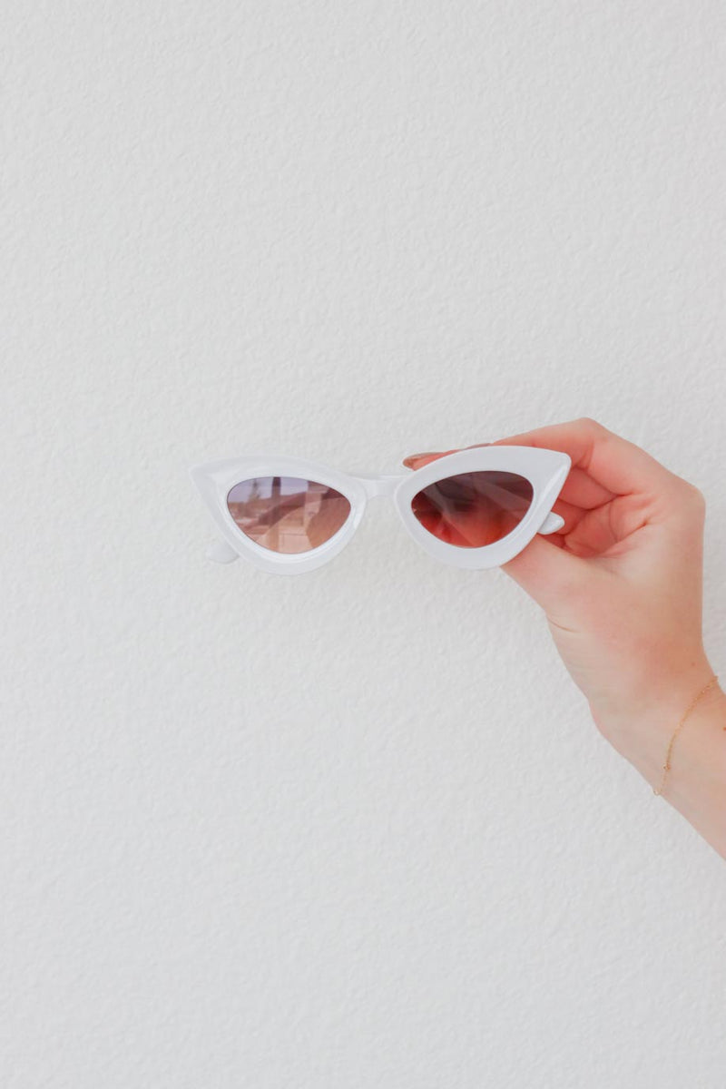 white cat-eye sunglasses