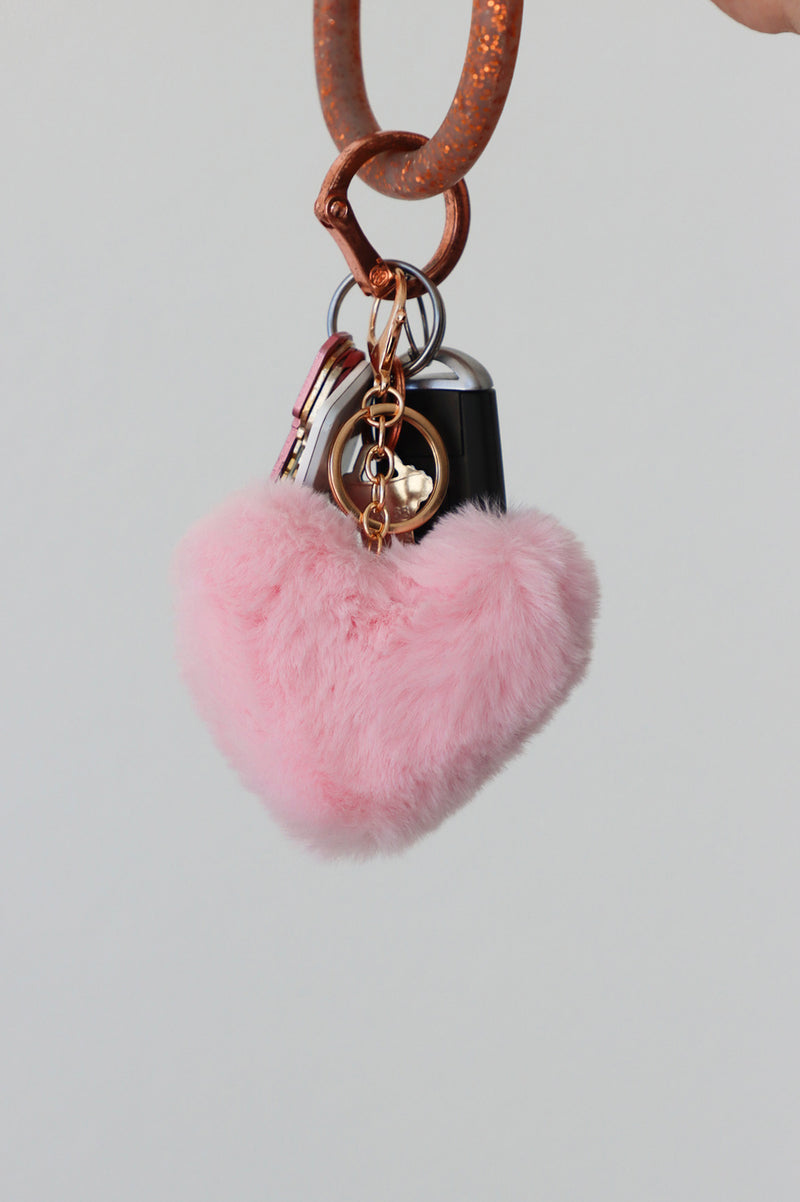 Fluffy heart keychain