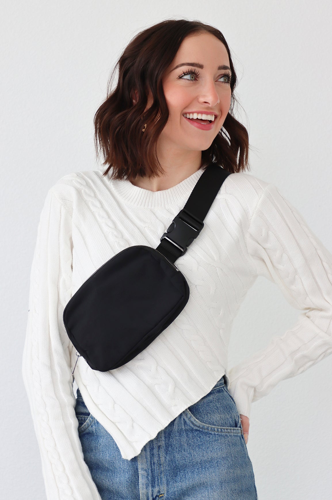 Girl with fanny pack sales