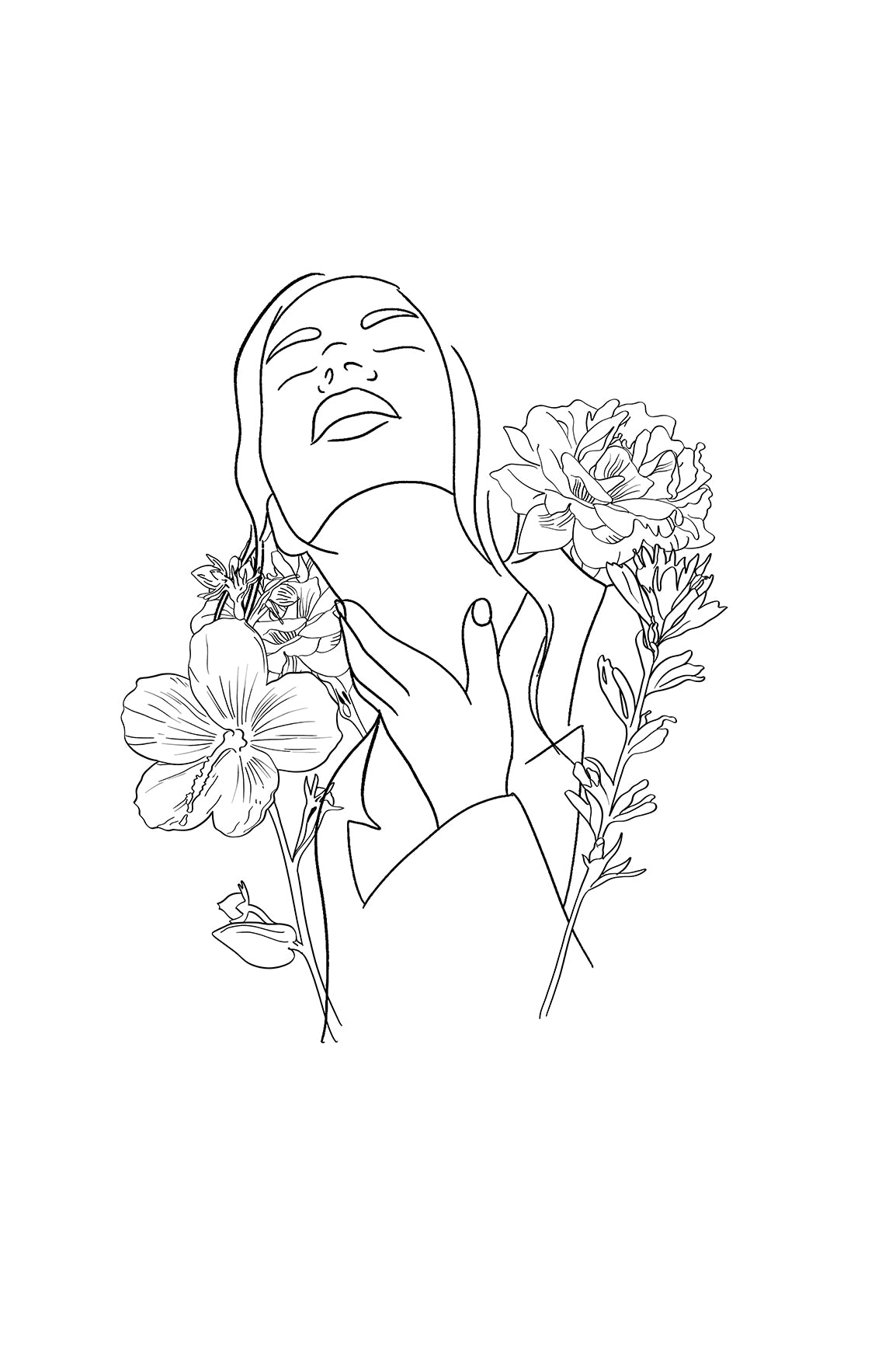 Flower Girl Stencil Print