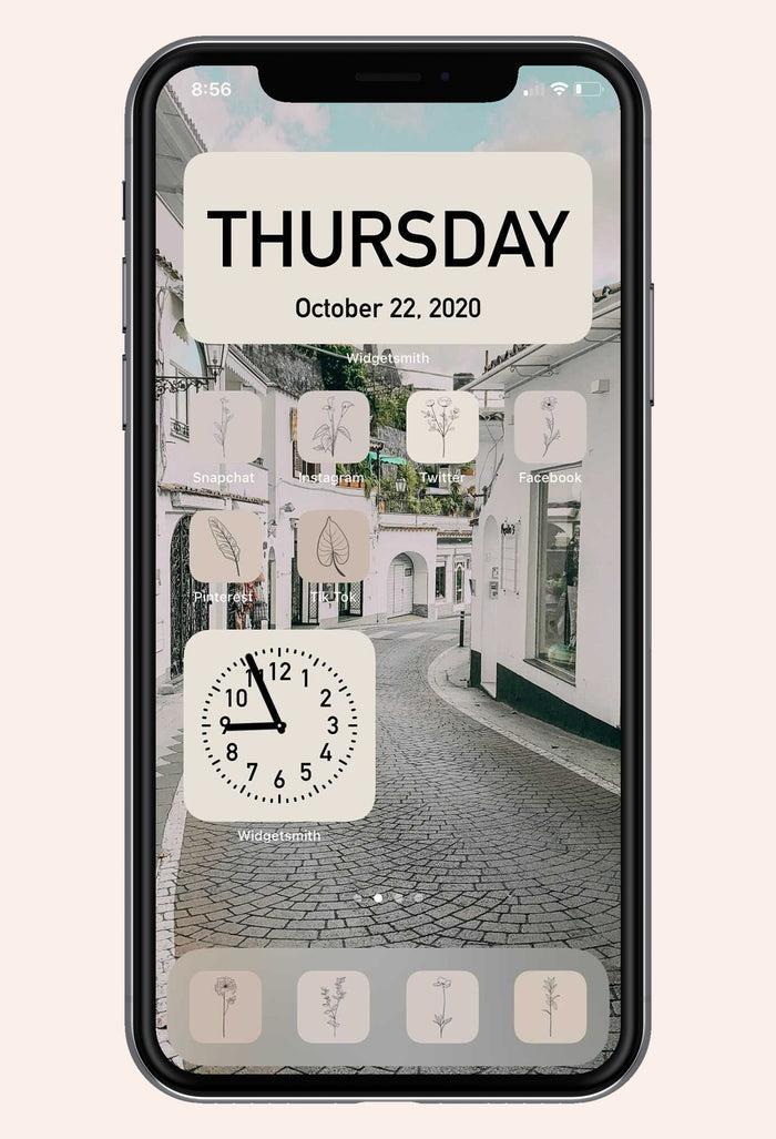 beach town muted themed icons and widgets with neutral colors