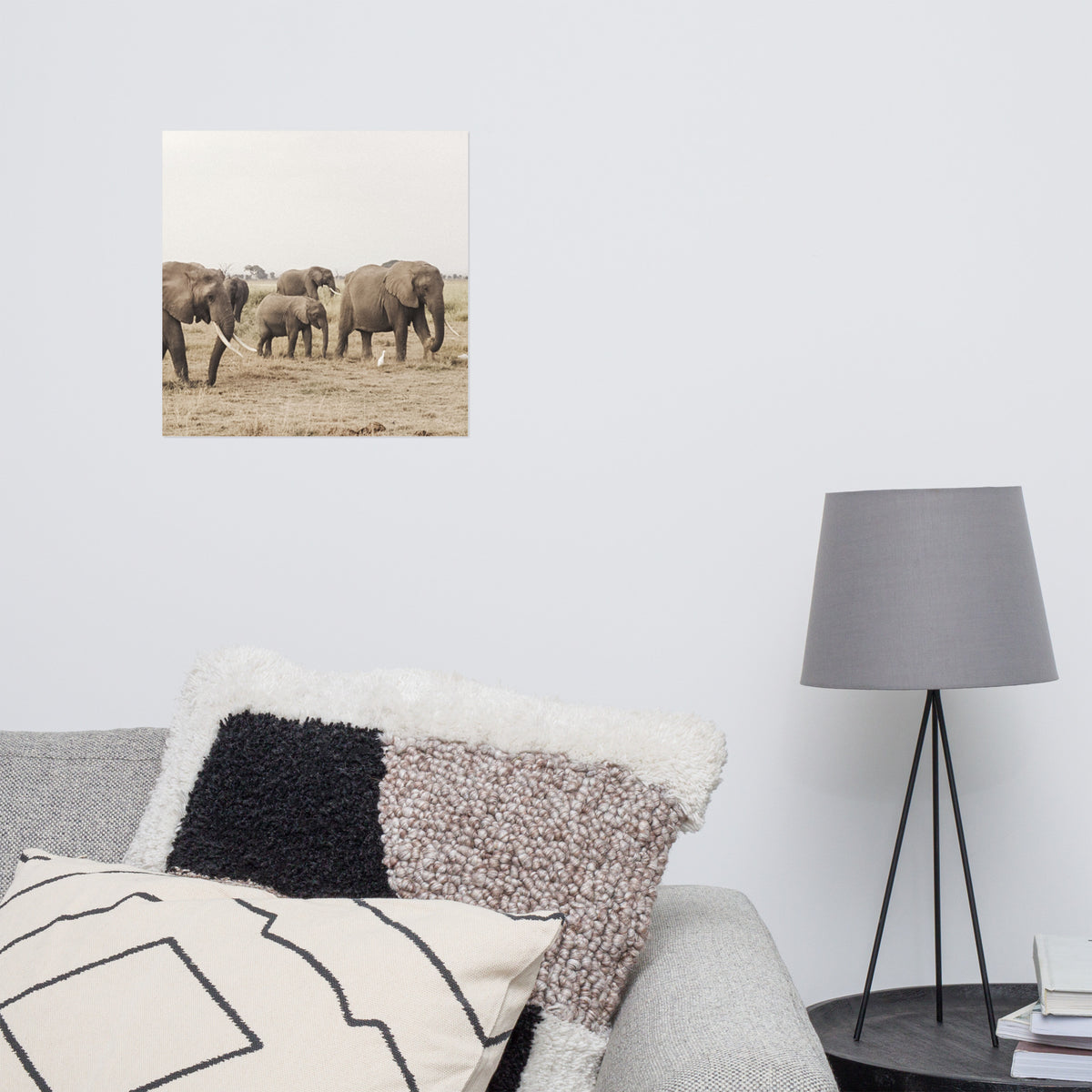 print of an elephant herd in the jungle