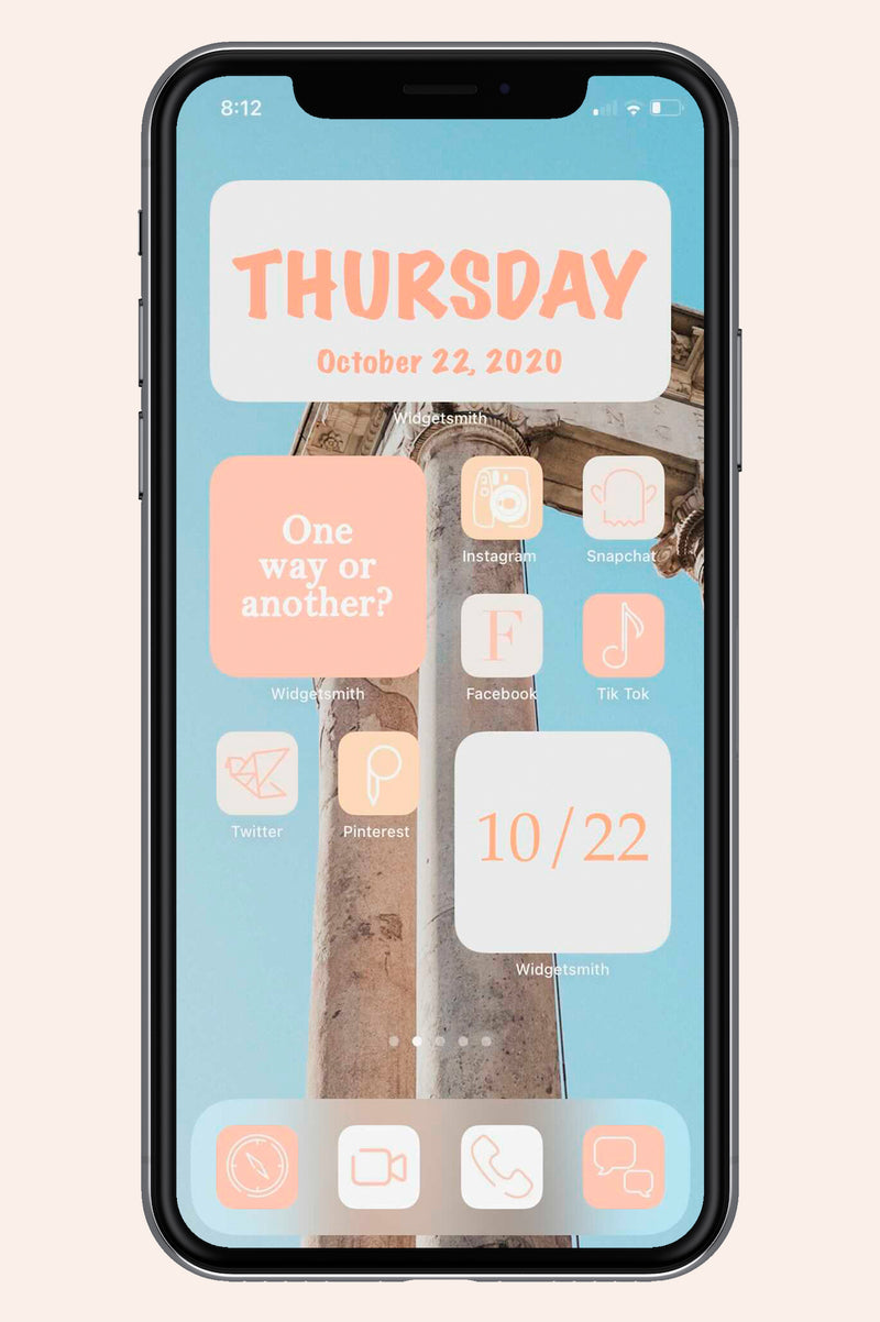 sky blue peach and nude colored ios icons and widgets