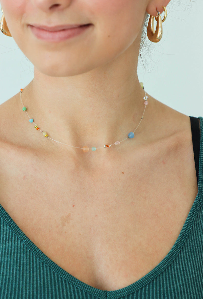 multicolored beaded choker necklace