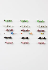 6 choker necklaces ; green, white, purple, multicolor, black, pink