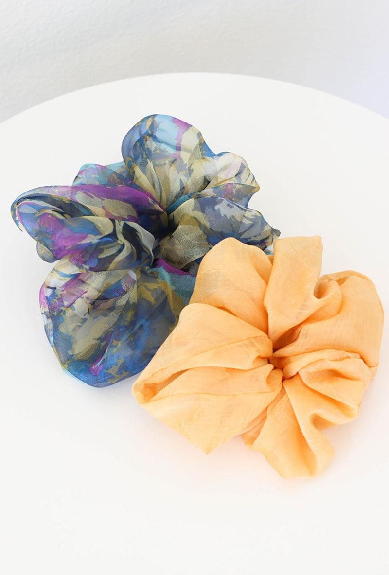 blue and yellow scrunchie set