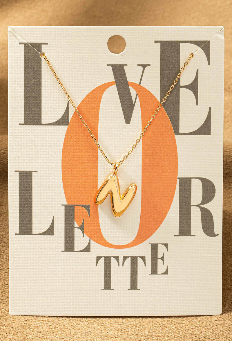 N letter gold necklace