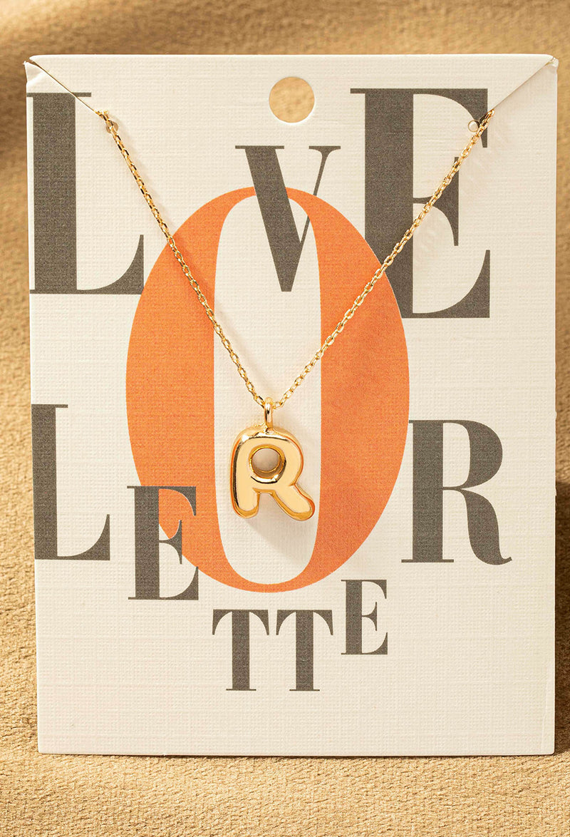 R letter gold necklace