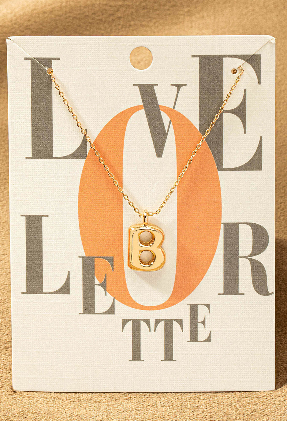 B letter gold necklace