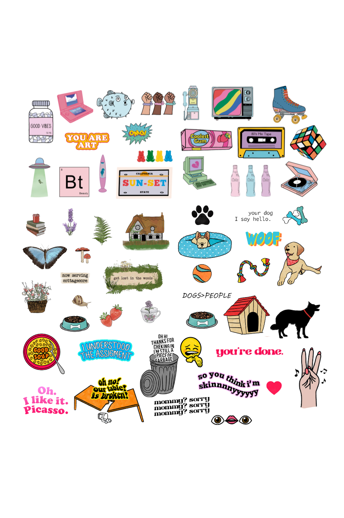 sticker set bundle consisting of 5 different sticker sets