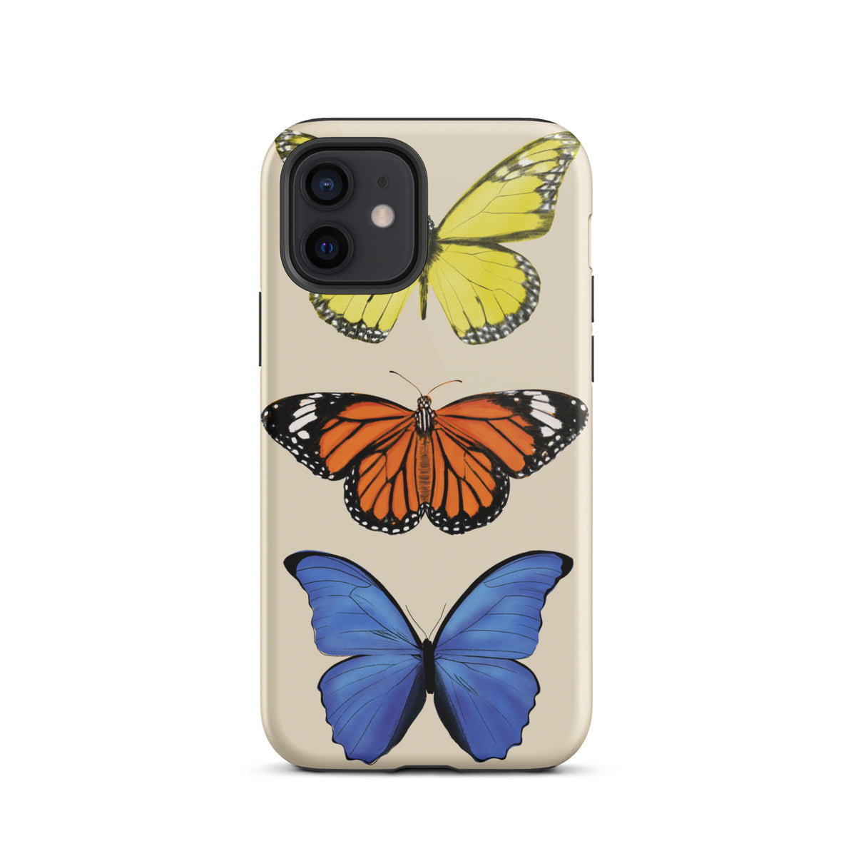 Beige iphone case with butterflies