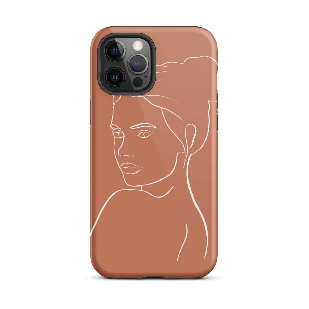 Iphone 12 phone case face line drawing