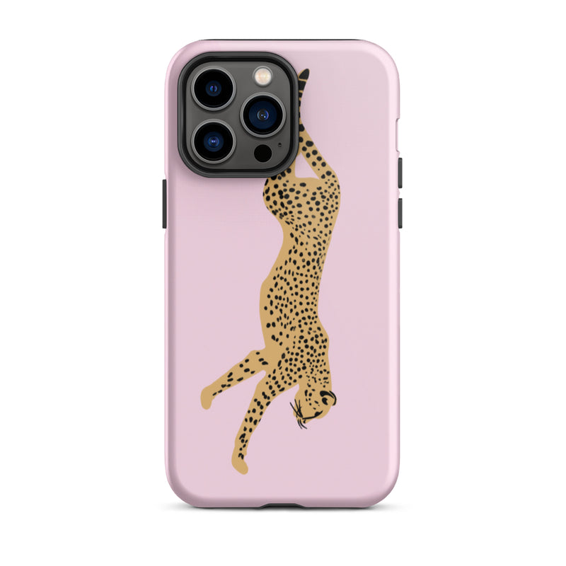 Iphone 14 pro cheetah pink phone case glossy