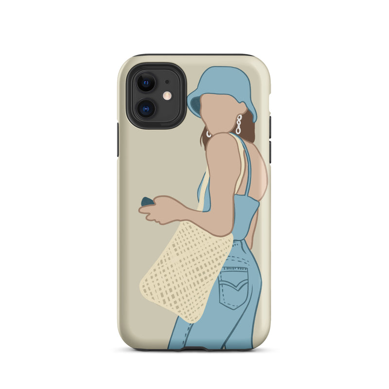 Girl holding tote bag iPhone Case