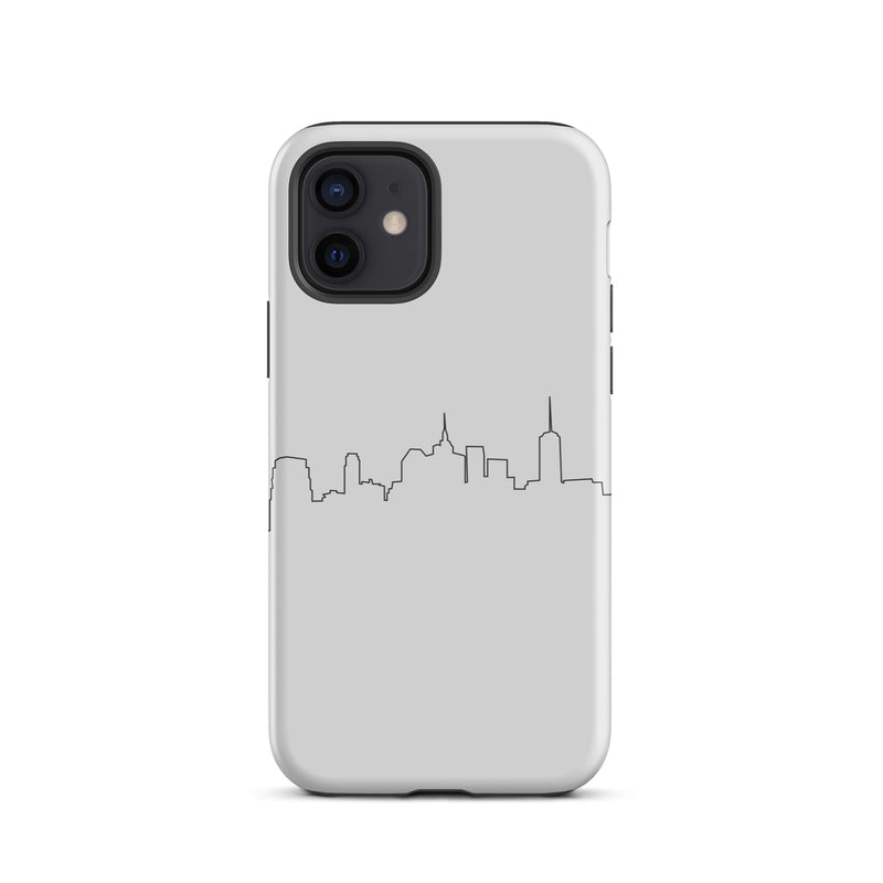 White iphone case with a city skyline