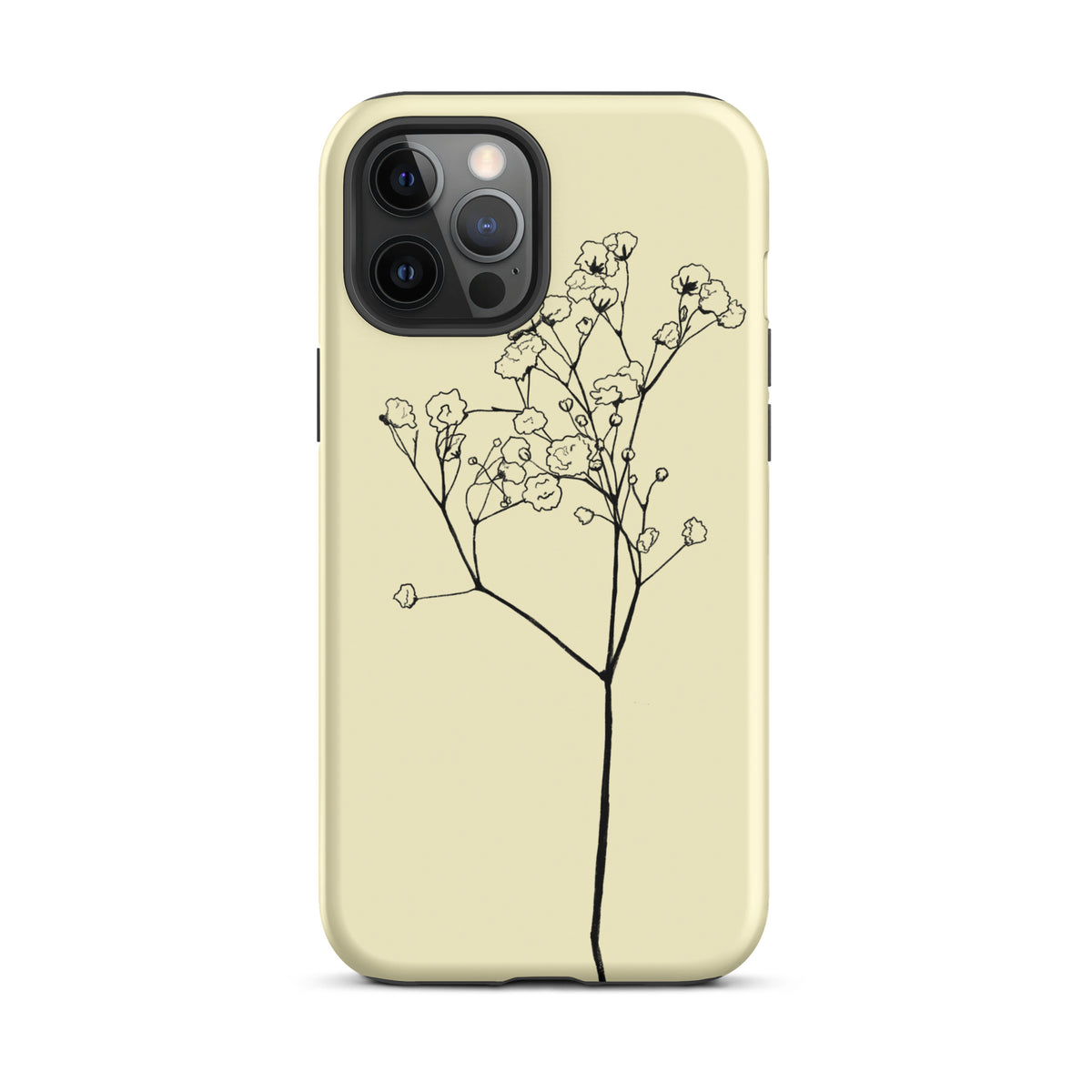 Babys breath outline on cream/yellow background phone case