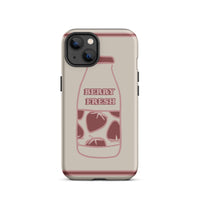 iphone case with a milk carton that says "Berry Fresh"