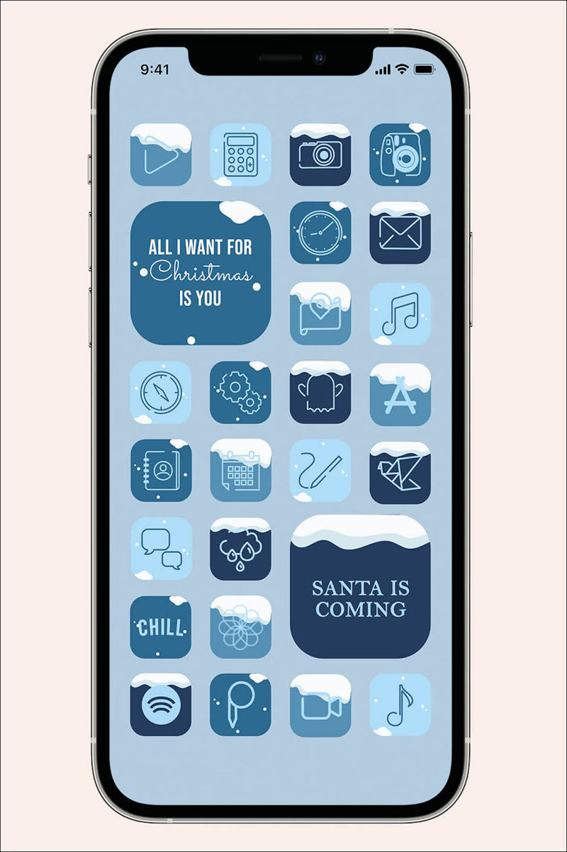 winter wonderland ios icon pack with snow and holiday themed apps and widgets